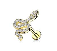 BlackAmazement Clous d'oreilles en acier inoxydable 316L - Pour labret Monroe - Tragus - Helix - Serpent - 6 mm - 8 mm - Zircon cubique - Noir, or, argent - Pour femme, Acier inoxydable
