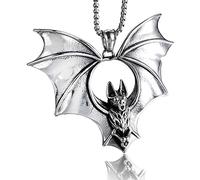 BlackAmazement Collier avec pendentif chauve-souris en acier inoxydable 316L Bat Gothique Grand ou Petit Pendentif Femme Homme, großer Anhänger, Acier inoxydable