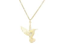 BlackAmazement Collier en acier inoxydable 316L avec pendentif colibri oiseau argent or femme homme, Acier inoxydable