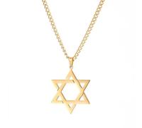 BlackAmazement Collier en acier inoxydable avec pendentif étoile de David Hexagramme Sceau Salomon Chaîne argent or noir pour homme et femme, Métal