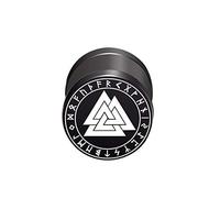 BlackAmazement Faux plug d'oreille en acier inoxydable 316L - Motif Valknut - Symbole de nœud de wotan viking - runes - 10 mm - Noir - Pour homme et femme