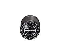 BlackAmazement Faux plug en acier inoxydable 316L Vegvisir Aegishjalmur Aegishjalmr Symbole Viking Casque de la révérence Casque de terreur Runes Cercle 10 mm Noir Homme Femme, Acier inoxydable