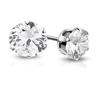 BlackAmazement Lot de 2 boucles d'oreilles en acier inoxydable 316L avec zircone cubique 10 mm Argenté/doré transparent Pour homme et femme, Acier inoxydable, Zircon cubique