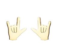 BlackAmazement Lot de 2 boucles d'oreilles en acier inoxydable 316L ILY I Love You Main Geste Gete Argent, Rose Or Noir Femme Homme, Acier inoxydable