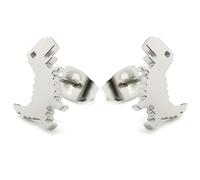 BlackAmazement Lot de 2 boucles d'oreilles en acier inoxydable 316L Tyrannosaurus T-Rex Dinosaure Rétro Pixel Jeu d'ordinateur Rose Or Argent Noir Femme, Acier inoxydable