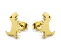 BlackAmazement Lot de 2 boucles d'oreilles en acier inoxydable 316L Tyrannosaurus T-Rex Dinosaure Rétro Pixel Jeu d'ordinateur Rose Or Argent Noir Femme, Acier inoxydable