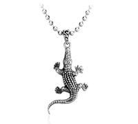 BlackAmazement Pendentif avec collier crocodile alligator reptile argent femme homme