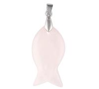 BlackAmazement Pendentif Collier Pierre Naturelle Poisson Ichthys Symbole Quartz Rose Lapis Lazuli Strawberry Quartz Fraise Quartz Femme Homme, Pierre pierre Quartz rose, Pierre semi-précieuse