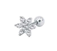 BlackAmazement Piercing Tragus Helix Clous d'oreilles en forme de flocon de neige en argent et or avec zircon cubique transparent pour femme, Acier inoxydable, Zircon cubique