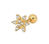 BlackAmazement Piercing Tragus Helix Clous d'oreilles en forme de flocon de neige en argent et or avec zircon cubique transparent pour femme, Acier inoxydable, Zircon cubique