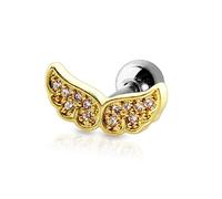 BlackAmazement Piercing tragus hélix oreille ailes d'ange ailes d'ange scintillantes zircone cubique noir or argent femme
