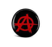 BlackAmazement - Plug d'oreille en forme de tunnel - Piercing - Incrustation en plastique - Symbole anarcho - Anarchie - A rouge/noir - Punk - Pour femmes et hommes, Plastique