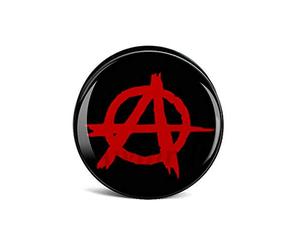 BlackAmazement - Plug d'oreille en forme de tunnel - Piercing - Incrustation en plastique - Symbole anarcho - Anarchie - A rouge/noir - Punk - Pour femmes et hommes, Plastique