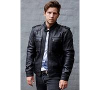 Blackbird Retro, veste en cuir XL Noir Noir