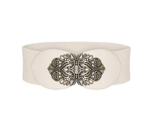 BlackButterfly 3 Pouces de Large Élastique Boucle Vintage Ceintur (Beige, XL)