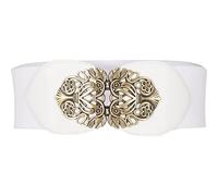 BlackButterfly 3 Pouces de Large Élastique Boucle Vintage Ceintur (Blanc, L)