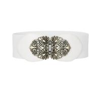 BlackButterfly 3 Pouces de Large Élastique Boucle Vintage Ceintur (Blanc, S)