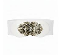 BlackButterfly 3 Pouces de Large Élastique Boucle Vintage Ceintur (Blanc, XXL)