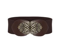 BlackButterfly 3 Pouces de Large Élastique Boucle Vintage Ceintur (Marron foncé, XL)