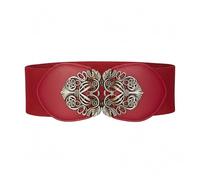 BlackButterfly 3 Pouces de Large Élastique Boucle Vintage Ceintur (Rouge, L)