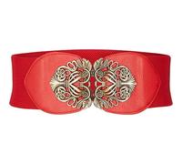 BlackButterfly 3 Pouces de Large Élastique Boucle Vintage Ceintur (Rouge, M)