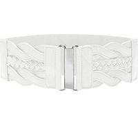 BlackButterfly 3 Pouces de Large Élastique Tressé Vintage Boucle Ceinture (Blanc, XL)