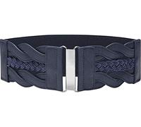 BlackButterfly 3 Pouces de Large Élastique Tressé Vintage Boucle Ceinture (Bleu Nuit, L)