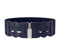 BlackButterfly 3 Pouces de Large Élastique Tressé Vintage Boucle Ceinture (Bleu Nuit, XXL)