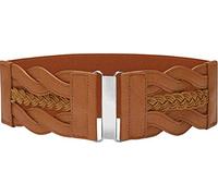 BlackButterfly 3 Pouces de Large Élastique Tressé Vintage Boucle Ceinture (Marron, L)