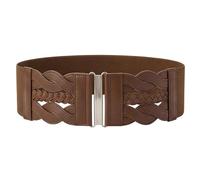BlackButterfly 3 Pouces de Large Élastique Tressé Vintage Boucle Ceinture (Marron, XXL)