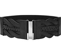 BlackButterfly 3 Pouces de Large Élastique Tressé Vintage Boucle Ceinture (Noir, S)