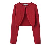 BlackButterfly Boléro Fille Maille Pailleté Coton, Rouge, 3-4 Ans