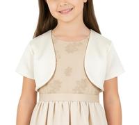 BlackButterfly Boléro Fille Satin Manches Courtes, Ivoire, 3-4 Ans