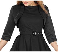 BlackButterfly Boléro Satin Femme Manches 3/4 Col Montant | Ouvert devant, À enfiler, Sans fermeture, Trois-quarts, Tailles XS-5XL, Cérémonie & soirée
