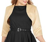 BlackButterfly Boléro Satin Femme Manches 3/4 Col Montant | Ouvert devant, À enfiler, Sans fermeture, Trois-quarts, Tailles XS-5XL, Cérémonie & soirée