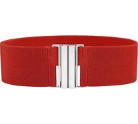 BlackButterfly Classique Emboîtement Large Élastique Sangle Extensible Taille Rétro Ceinture (Rouge, XL)