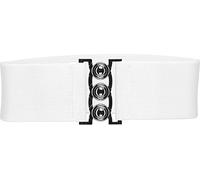 BlackButterfly Classique Triple Crochet Large Élastique Sangle Extensible Taille Ceinture (Blanc, M)