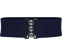 BlackButterfly Classique Triple Crochet Large Élastique Sangle Extensible Taille Ceinture (Bleu nuit, XXL)