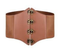 BlackButterfly Costume de pirate Cosplay Elastique Halloween Costume Taille Rivets Serre-taille Corset Ceinture (Marron camel, XXL)