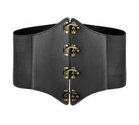 BlackButterfly Costume de pirate Cosplay Elastique Halloween Costume Taille Rivets Serre-taille Corset Ceinture (Noir, S)