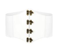 BlackButterfly Costume de pirate Cosplay Elastique Halloween Costume Taille Rivets Serre-taille Corset Ceinture (Blanc, L)