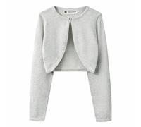 BlackButterfly Enfants Manche Longue Boléro Scintillante Filles Cardigan (Argent, 13-14 Ans)