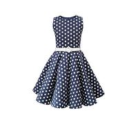 BlackButterfly Enfants Robe Années 50 Vintage à Pois 'Audrey' (Bleu Nuit - Pois, 9-10 Ans)