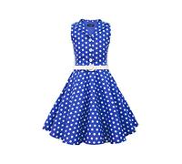 BlackButterfly Enfants Robe Années 50 Vintage à Pois 'Audrey' (Bleu Roi, 3-4 Ans)