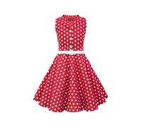 BlackButterfly Enfants Robe Années 50 Vintage à Pois 'Audrey' (Rouge, 13-14 Ans)