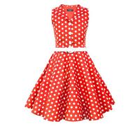 BlackButterfly Enfants Robe Années 50 Vintage à Pois 'Audrey' (Rouge, 5-6 Ans)