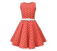 BlackButterfly Enfants Robe Années 50 Vintage à Pois 'Audrey' (Rouge - Pois, 3-4 Ans)