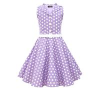 BlackButterfly Enfants Robe Années 50 Vintage à Pois 'Audrey' (Violet, 7-8 Ans)