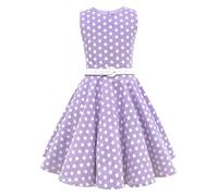 BlackButterfly Enfants Robe Années 50 Vintage à Pois 'Audrey' (Violet - Pois, 9-10 Ans)