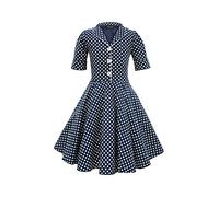 BlackButterfly Enfants Robe Années 50 Vintage à Pois 'Sabrina' (Bleu Nuit, 13-14 Ans)